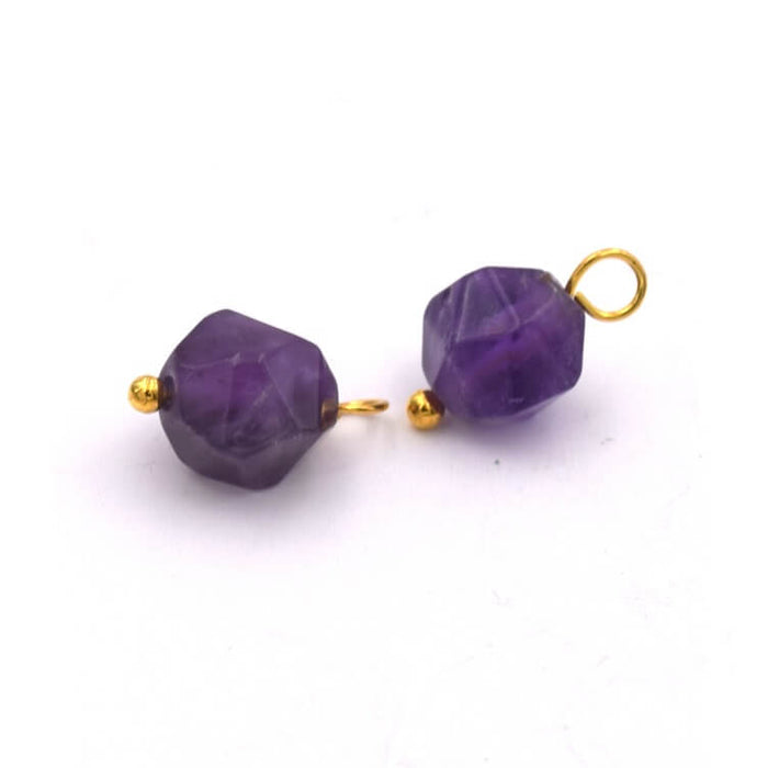 Charms Polygon Amethyst Bead 8x9mm - Goldene Nadel (2)