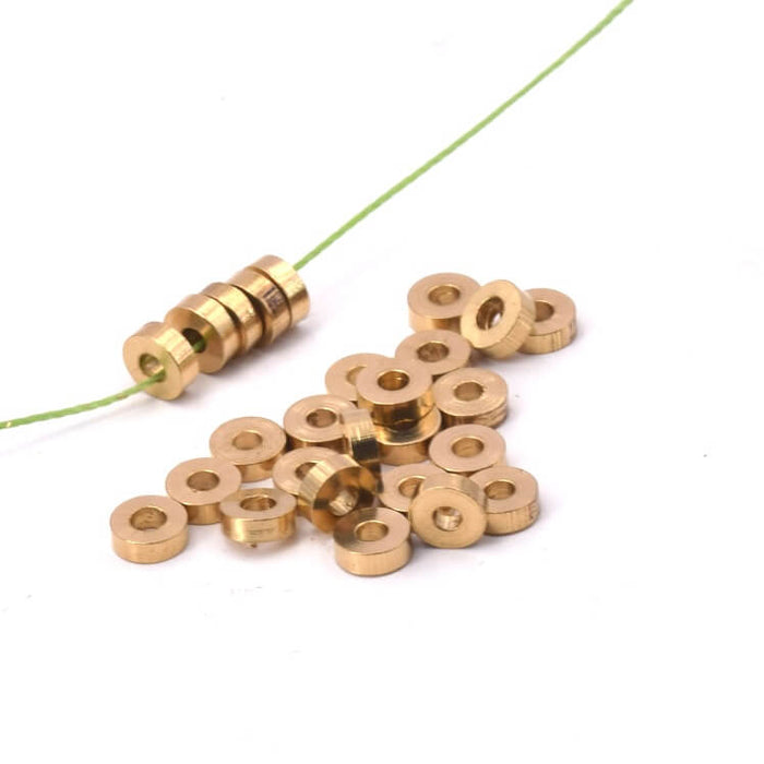 Heishi Rondelle Perlen Rohmessing - 4x1.5mm - Loch: 1.5mm (20)