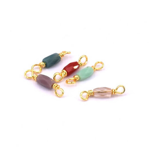 Kaufen Sie Perlen in Deutschland Verbindungsstück Glas Mix Farben und goldenes Messing 14x3mm (5)