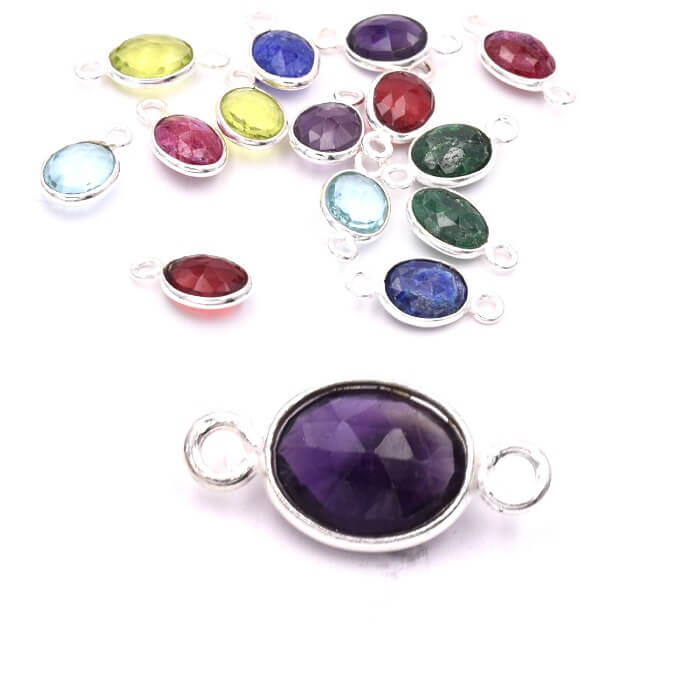 Oval verbinder Amethyst - 925 Silber 9x7mm (1) (1)