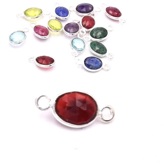 Oval verbinder Garnet - 925 Silber 9x7mm (1)