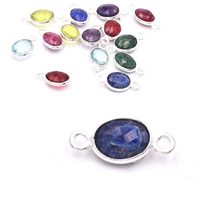 Oval verbinder Lapis Lazuli - 925 Silber 9x7mm (1)