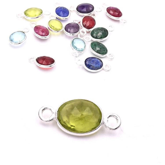 Oval verbinder Peridot - 925 Silber 9x7mm (1)