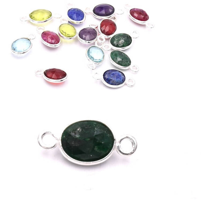 Oval verbinder Green Onyx - 925 Silber 9x7mm (1)