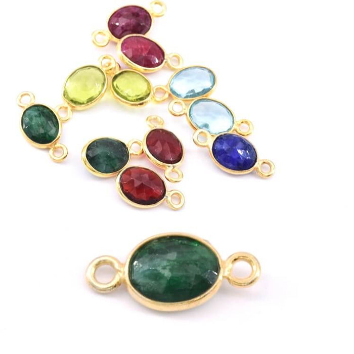 Oval Verbinder Green Onyx golden silber - 9x7mm (1)