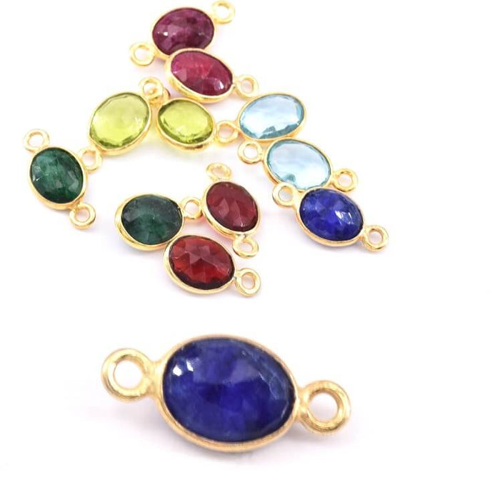 Oval Verbinder Lapis Lazuli golden silber - 9x7mm (1)