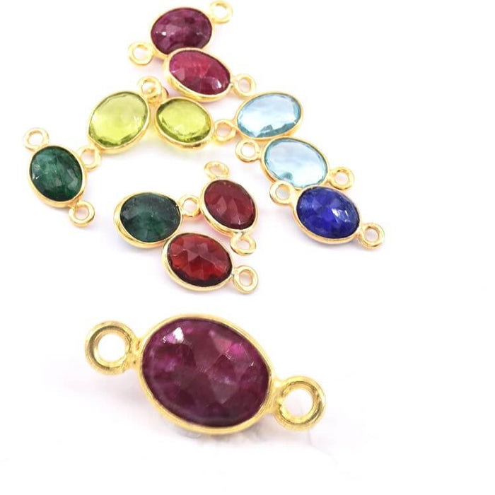 Oval Verbinder Ruby golden silber - 9x7mm (1)