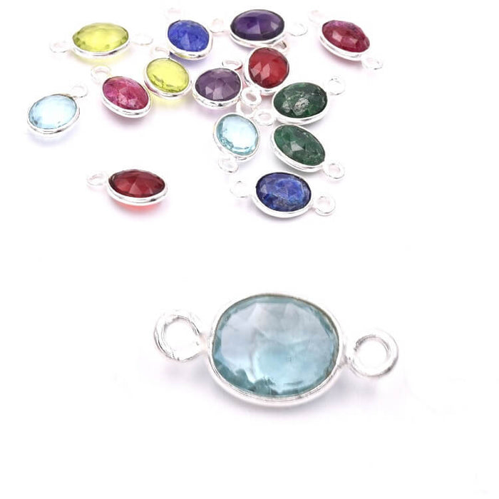 Oval verbinder Blue Topaz- 925 Silber 9x7mm(1)