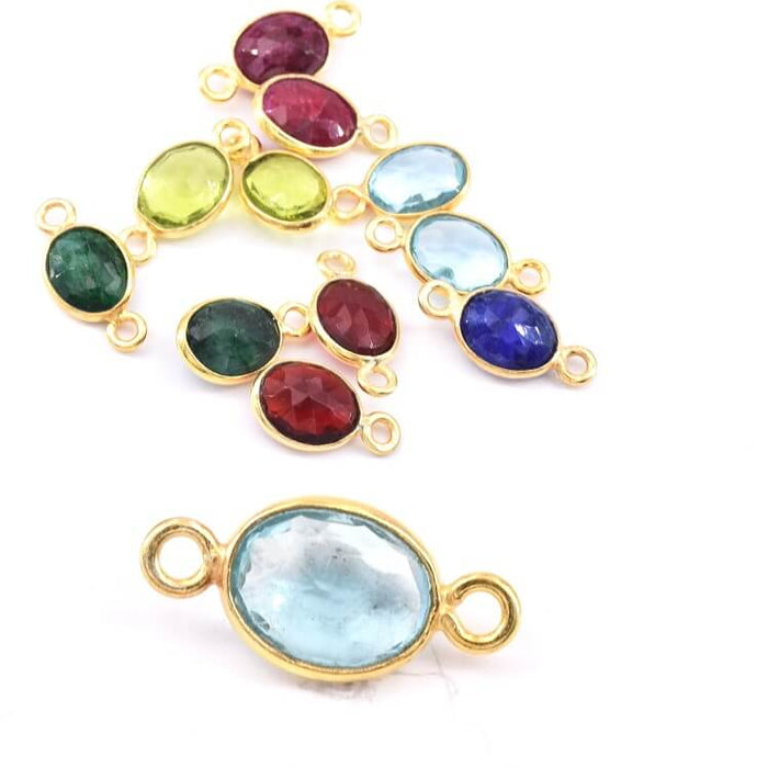 Oval Verbinder Blue Topaz golden silber - 9x7mm (1)