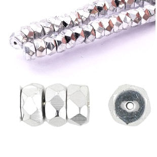 Kaufen Sie Perlen in Deutschland Böhmische facettierte Rondelle Silber 6x3mm - Loch: 1mm (50)