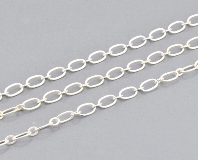 Fancy Chain mattsilber oval 8x5mm (50cm)