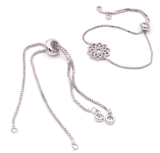 Kaufen Sie Perlen in Deutschland Verstellbare quadratische Gliederkette für Armband - Qualität platiniert 12cm x2 (1)