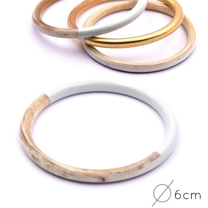 Naturarmband aus Horn, weiß lackiert, 60 mm - Dicke: 6 mm (1)