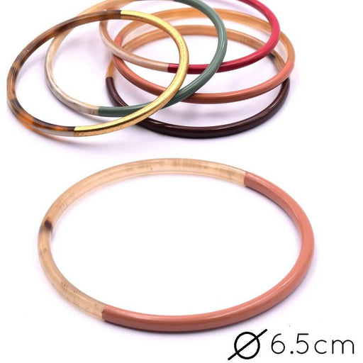 Kaufen Sie Perlen in Deutschland Natürlicher Armreif aus Horn, orange-pink lackiert - 65 mm - Dicke: 3 mm (1)