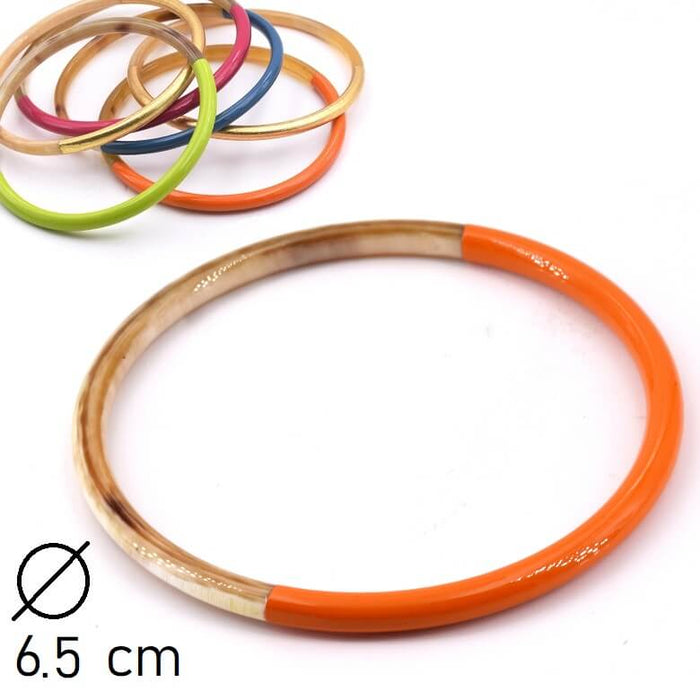 Armreif aus Horn, lackiert in Tangelo-Orange - 65 mm - Dicke: 3 mm (1)