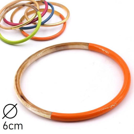 Kaufen Sie Perlen in Deutschland Armreif aus Horn, lackiert in Tangelo-Orange, 60mm – Stärke: 3 mm (1)