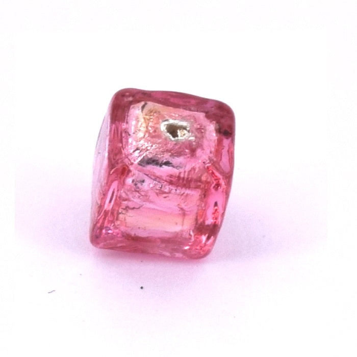 Murano Würfelperle Rubin und Silber 6x6mm (1)