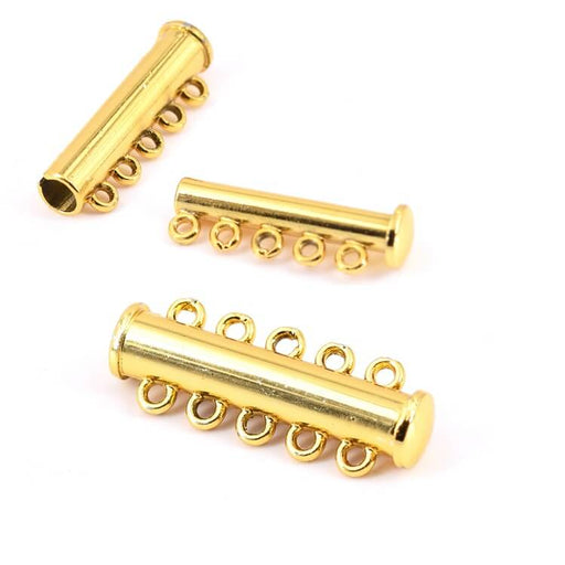 Kaufen Sie Perlen in Deutschland Schiebeverschluss 5-reihig Magnetisch Goldenes Messing 28mm (1)