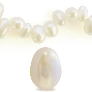 Kaufen Sie Perlen in Deutschland Süsswasser durchbohrter perlenstrang weiss 8x6mm - Loch: 0,5 mm (5 Perlen)