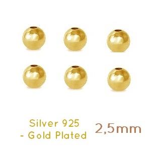 Kaufen Sie Perlen in Deutschland 2.5mm runde Korn-925-Gold überzogen 1 Mikrometer (10)