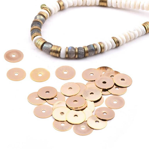 Kaufen Sie Perlen in Deutschland Heishi Perlen Edelstahl Golden 6x0.2mm - Loch: 1mm (2.25g)