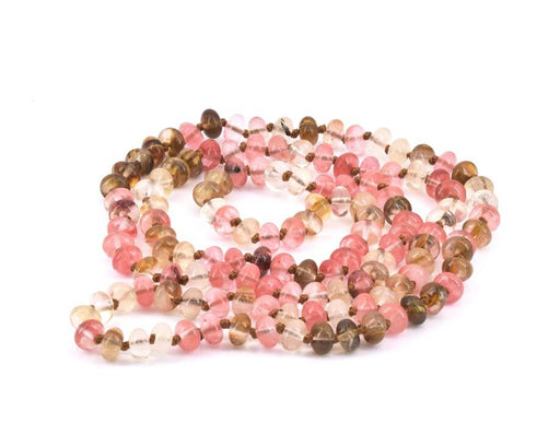 Kaufen Sie Perlen in Deutschland Lange Halskette Erdbeerquarz 5x8mm, 1m Länge (1Ständer)