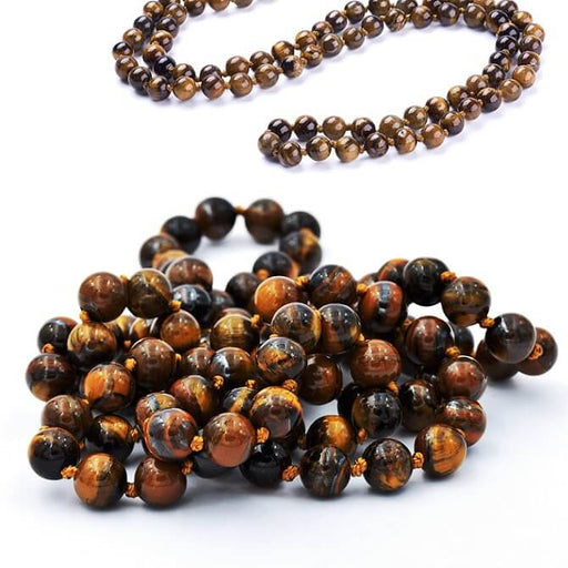 Kaufen Sie Perlen in Deutschland Tigerauge lange Halskette 8 mm runde Perlen, Länge 91 cm (1)