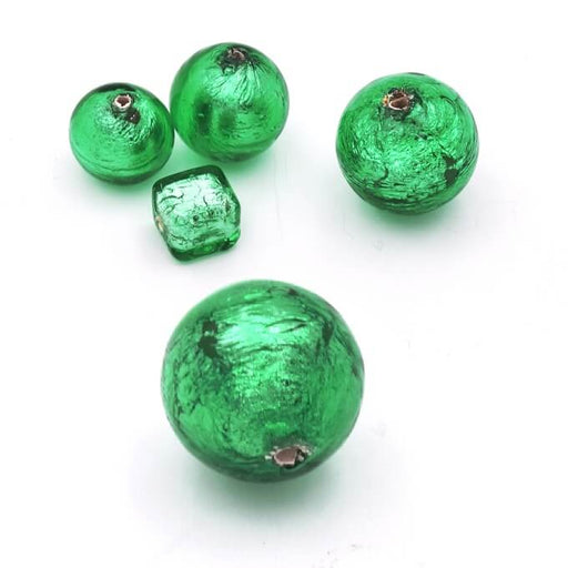 Kaufen Sie Perlen in Deutschland Murano Perle Rund Grün und Silber 12mm (1)