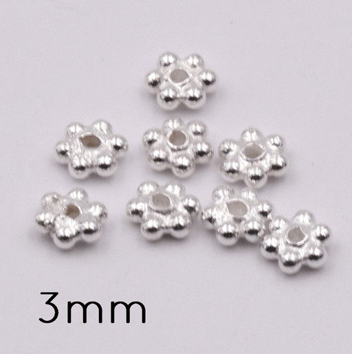 Kaufen Sie Perlen in Deutschland Winzige Heishi Blume Rondelle Bead 925 Sterling Silber 3 mm - Bohrung: 0.8 mm (20)