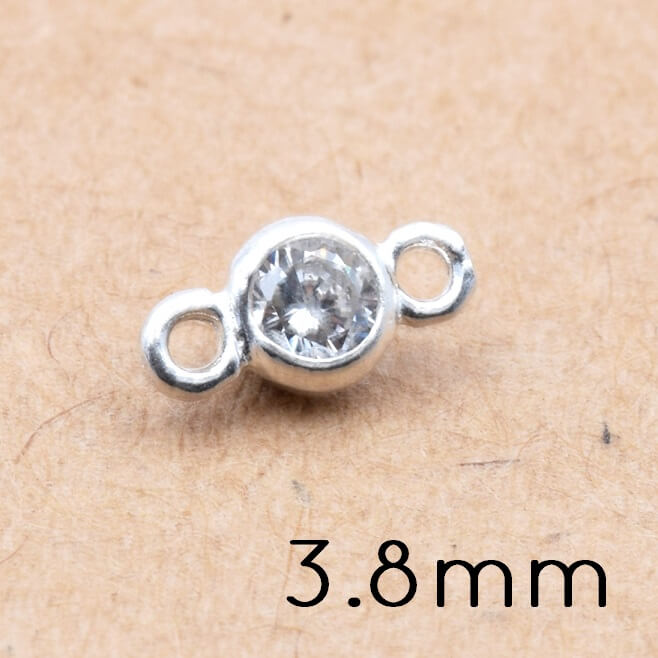 Verbindungsglied rund Sterlingsilber mit Zirkon 3,8 mm (1)