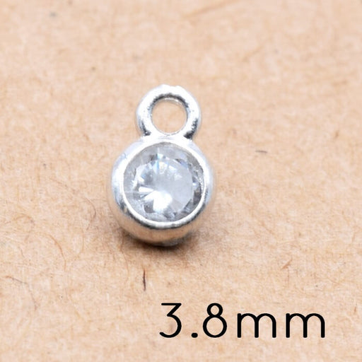 Kaufen Sie Perlen in Deutschland Charm-Anhänger rund Sterlingsilber mit Zirkon 3,8 mm (1)