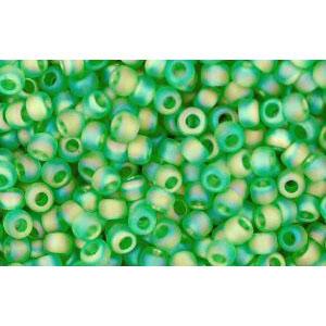 cc167f - Toho rocailles perlen 11/0 transparent rainbow frosted peridot (10g)