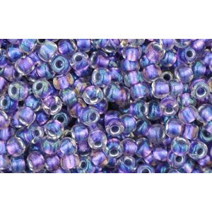 cc265 - Toho rocailles perlen 11/0 rainbow crystal/metallic purple lined (10g)