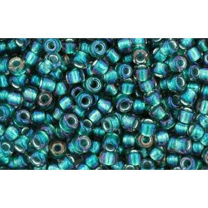 cc270 - Toho rocailles perlen 11/0 crystal/prairie green lined (10g)