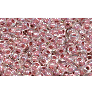 cc771 - Toho rocailles perlen 11/0 rainbow crystal/ strawberry lined (10g)