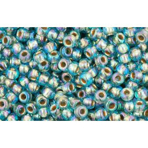 cc995 - Toho rocailles perlen 11/0 gold lined rainbow aqua (10g)