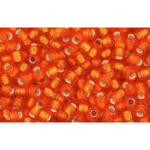 cc30bf - Toho rocailles perlen 11/0 silver lined frosted hyacinth orange (10g)