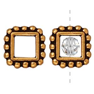 Rahmen quadrat 11mm antik vergoldet fuer 6mm perlen (1)