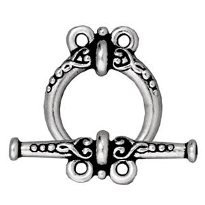 Ring und Stab Verschluss Schnörkel Antik-Silberfarben15x20mm und 25mm (1)
