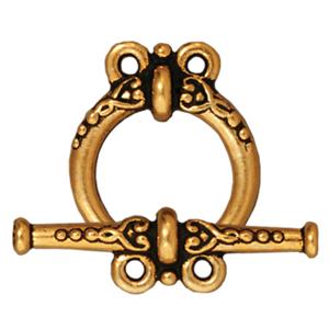 Ring und Stab Verschluss Schnörkel Antik-Goldfarben 15x20mm und 25mm (1)