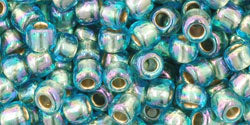 cc995 - Toho rocailles perlen 6/0 gold lined rainbow aqua (10g)