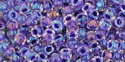 cc181 - Toho rocailles perlen 8/0 rainbow crystal/tanzanite lined (10g)