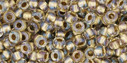 cc262 - Toho rocailles perlen 8/0 inside colour crystal/gold lined (10g)