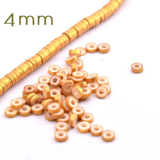 Kaufen Sie Perlen in Deutschland Heishi-Perle 4x1-1.5 mm - goldener Fimo (1.5 g = 10cm)