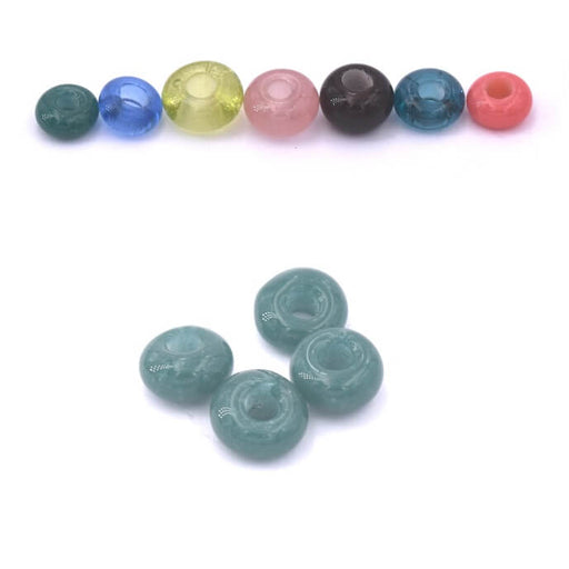 Kaufen Sie Perlen in Deutschland Ethnische Donut-Radperle aus Glas - milchig grün 6-7 mm (4)