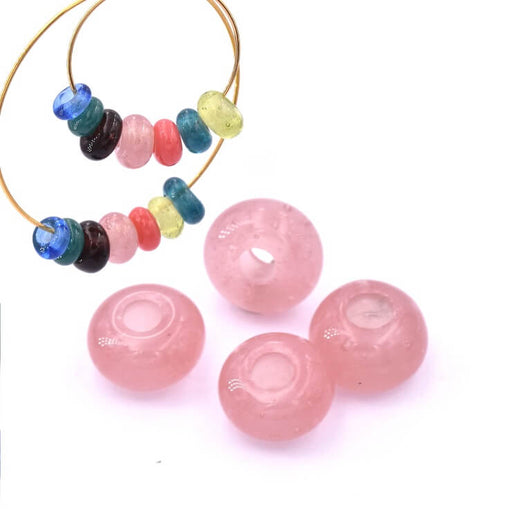 Kaufen Sie Perlen in Deutschland Ethnische Donut-Radperle aus Glas - Rosa 7.5-8 mm (4)