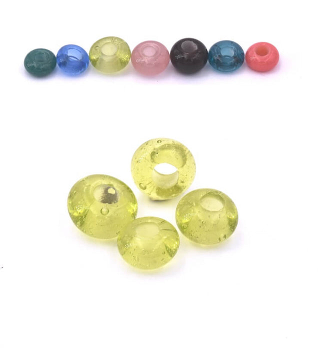 Ethnische Donut-Radperle aus Glas - Peridotgrün 7-8mm (4)