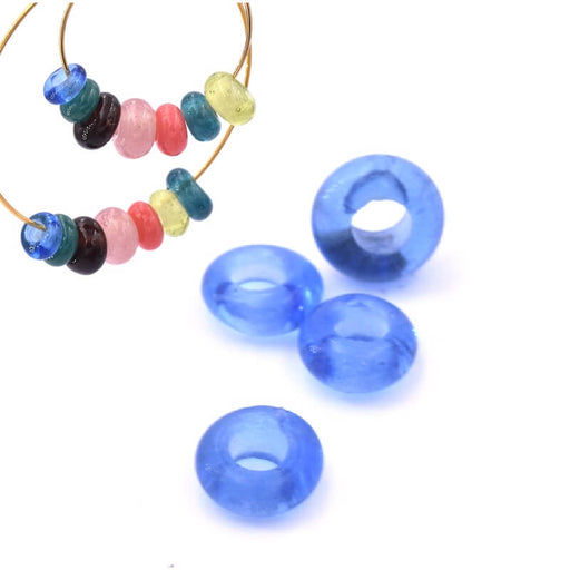 Kaufen Sie Perlen in Deutschland Ethnische Donut-Radperle aus Glas - blau 6-7 mm (4)
