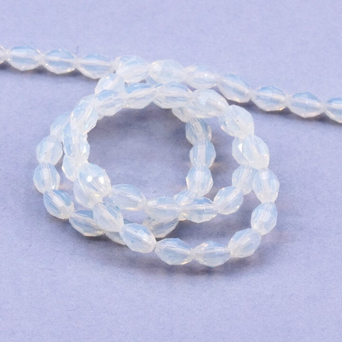 Ovale Glasperle facettiert Opalite - 6x4mm - Loch: 0.8mm (1 Strang-40cm)