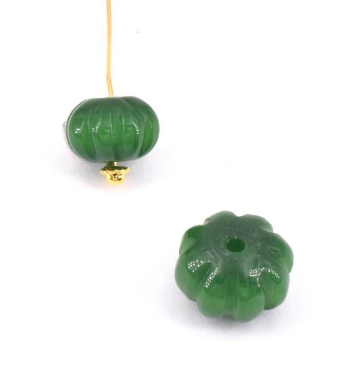 Perle Kürbis Jadegrün gefärbt 12x8mm (1)